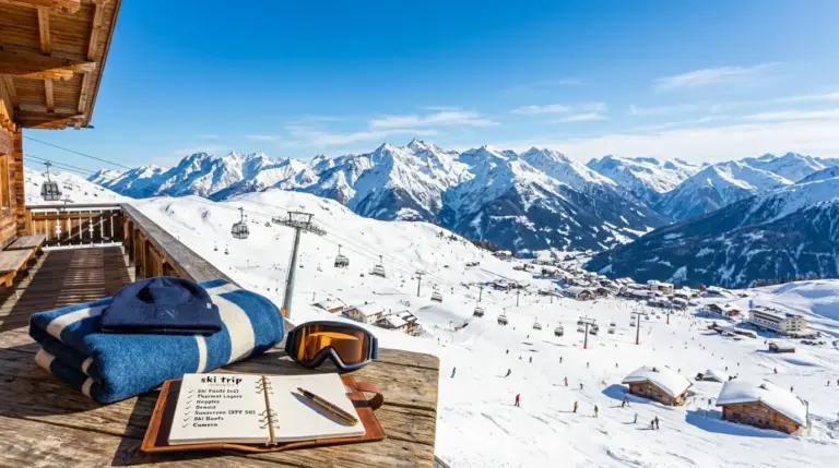 Blick auf ein Skigebiet