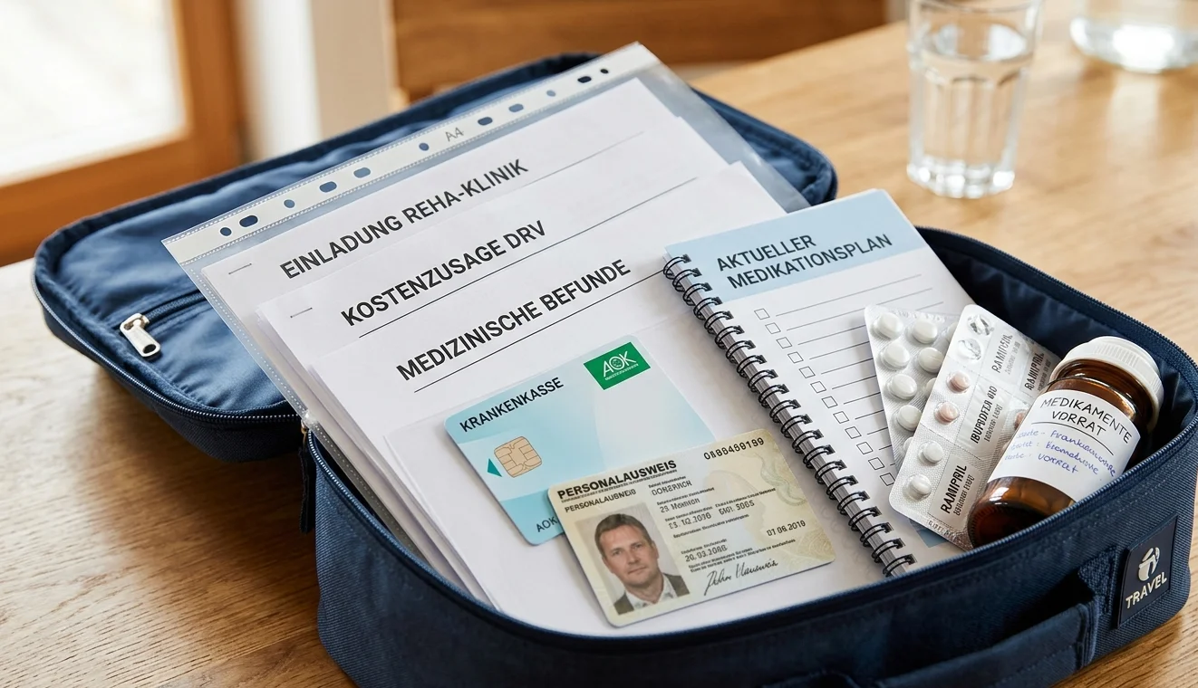Krankenkarte und Einladungsschreiben Reha