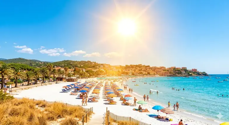 Sonnenschein über Badestrand